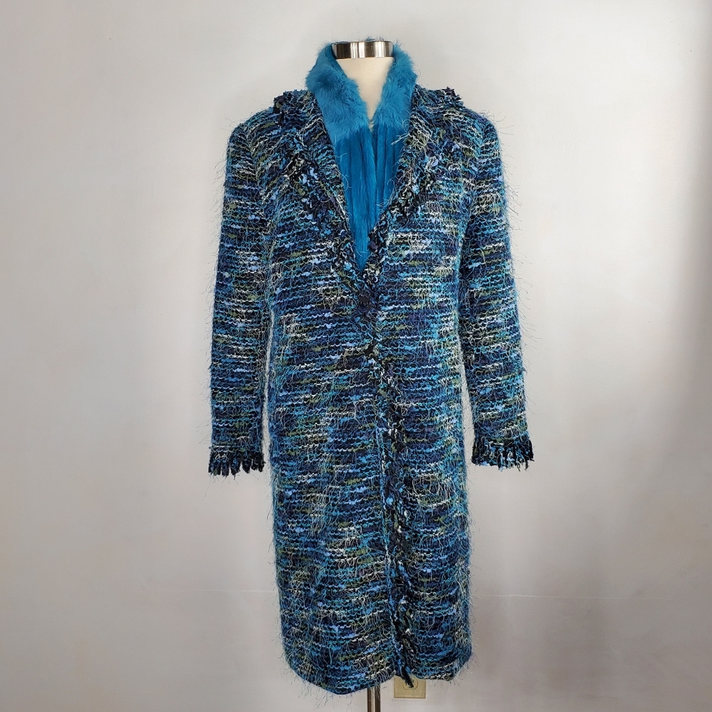 LAURA ASHLEY Sweater Coat with Scarf S EUC